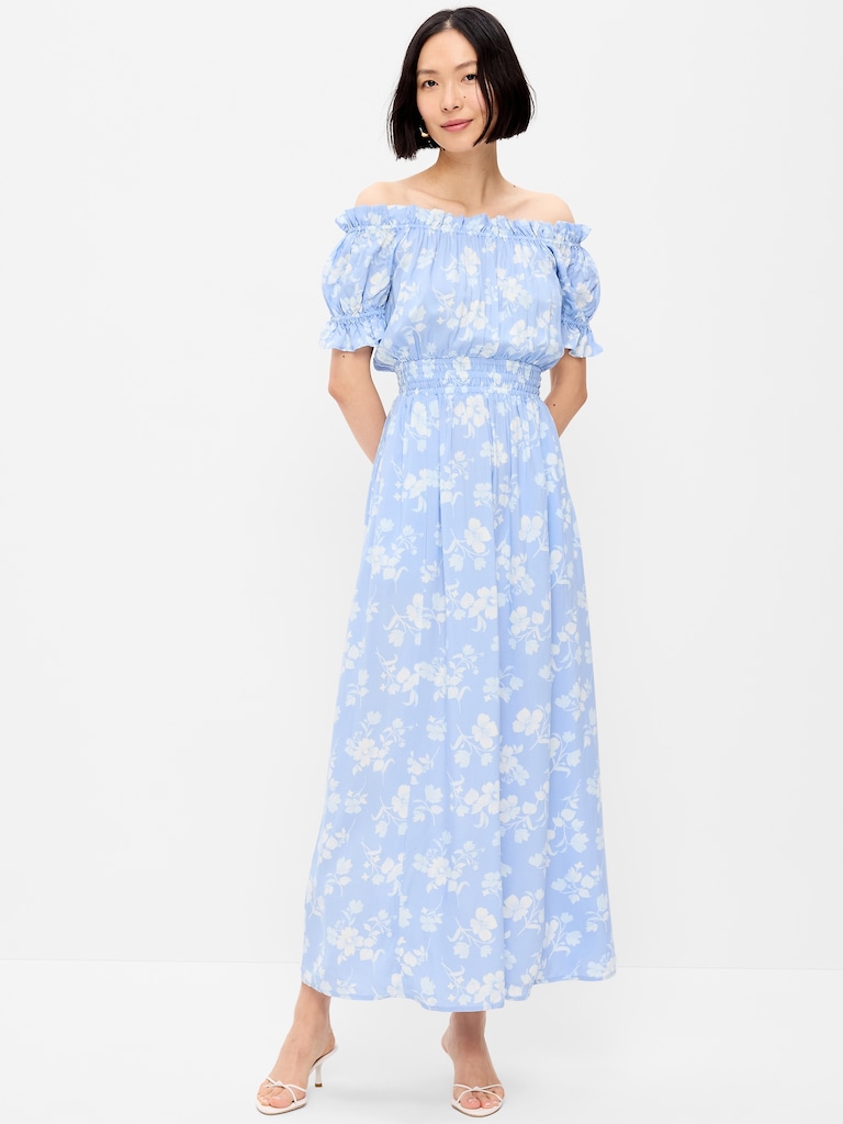 Off-The-Shoulder Boho Maxi Dress