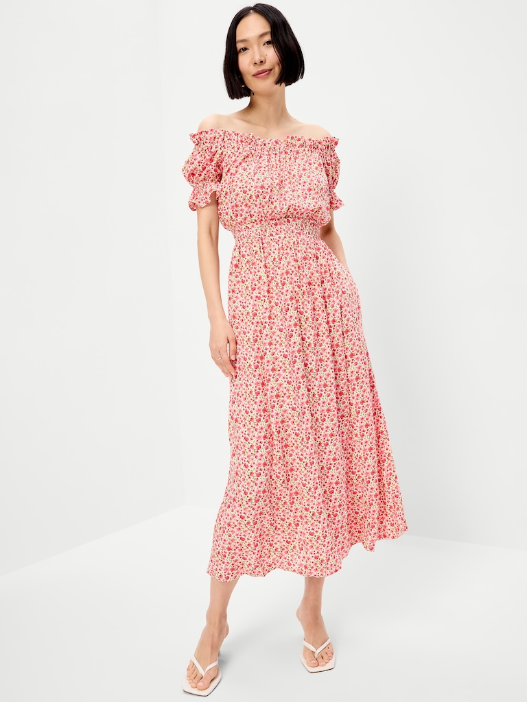 Off-The-Shoulder Boho Maxi Dress