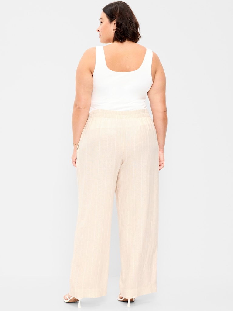 High-Waisted Linen-Blend Wide-Leg Pants