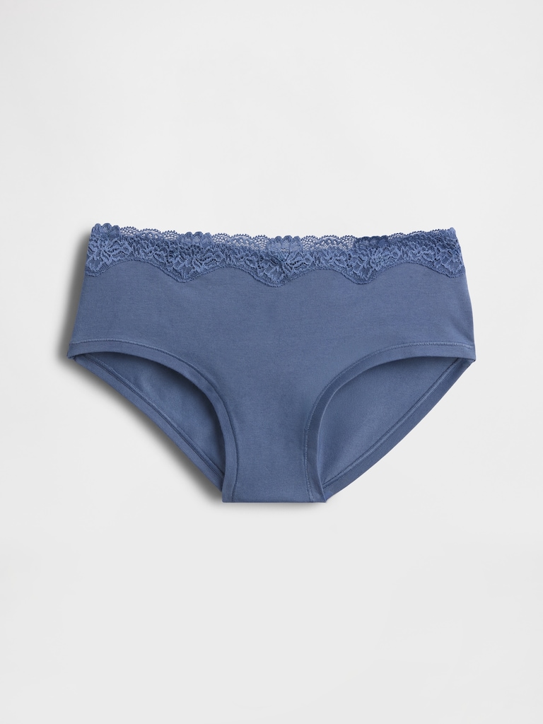 Organic Stretch Cotton Lace-Trim Hipster