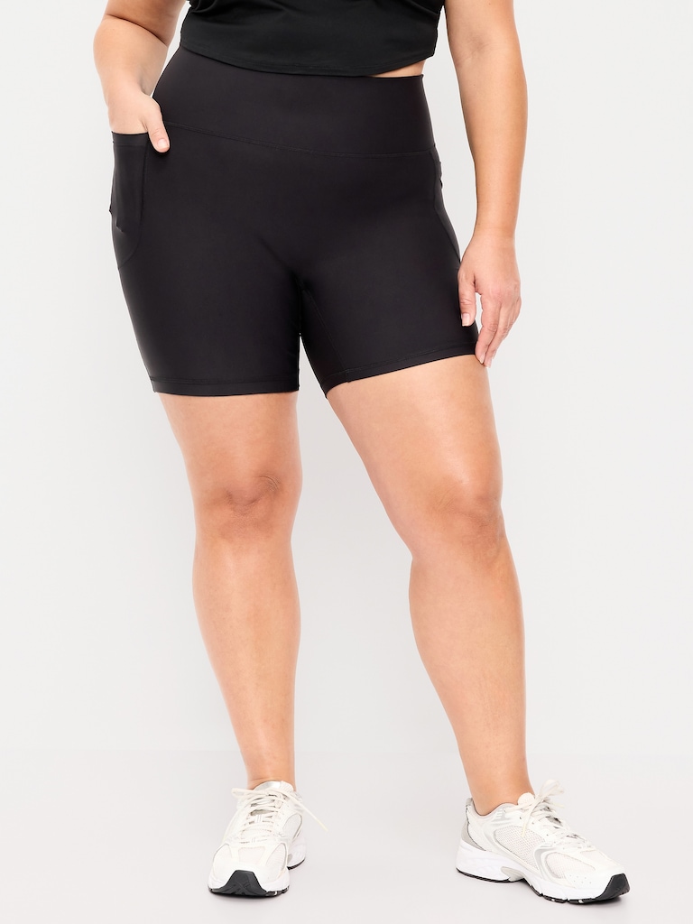 Extra-High Waisted PowerSoft Boundless Pocket Biker Shorts-- 6-inch inseam - No Front Seam
