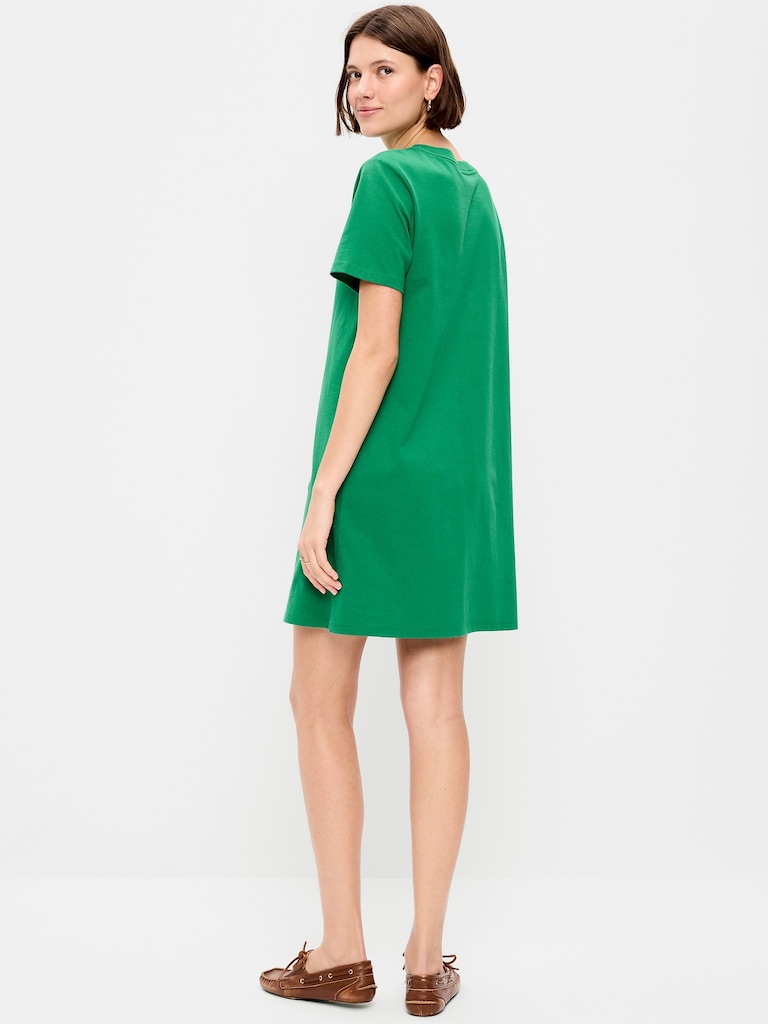 Vintage Crew-Neck Mini T-Shirt Dress