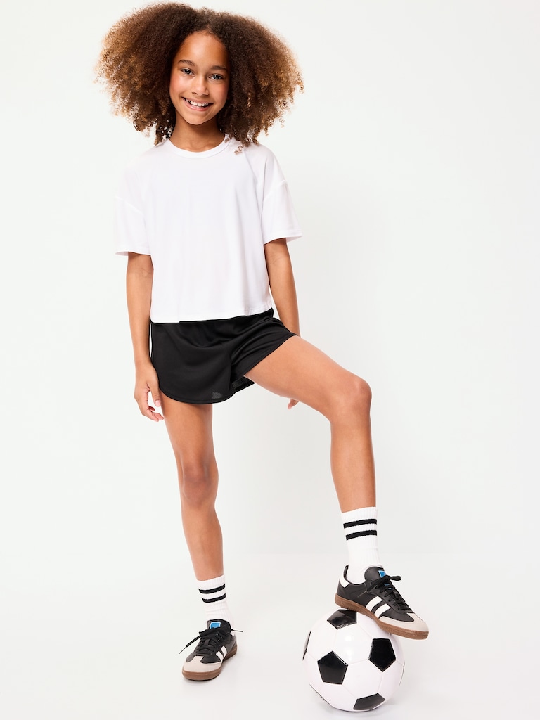 High-Waisted Mesh Dolphin-Hem Shorts for Girls