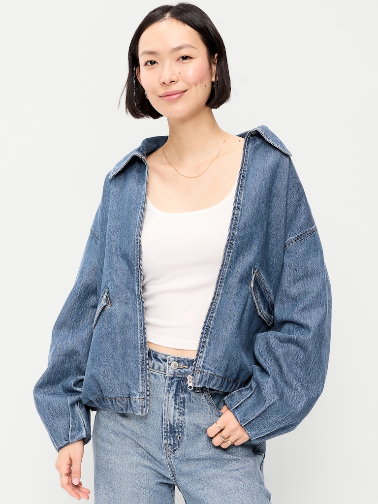 Full-Zip Harrington Jean Jacket