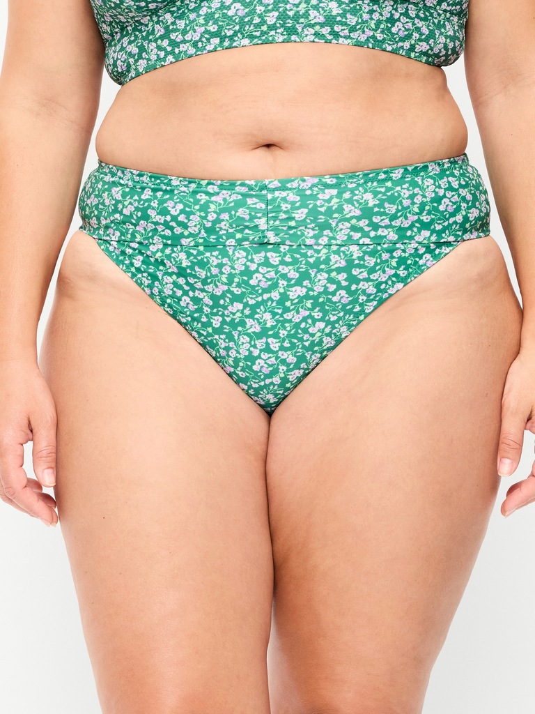 High-Waisted Cinched Bikini Swim Bottoms