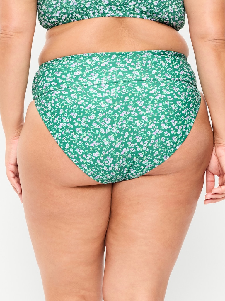 High-Waisted Cinched Bikini Swim Bottoms