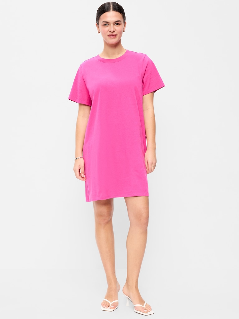 Vintage Crew-Neck Mini T-Shirt Dress