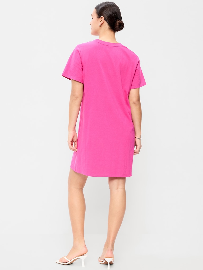 Vintage Crew-Neck Mini T-Shirt Dress