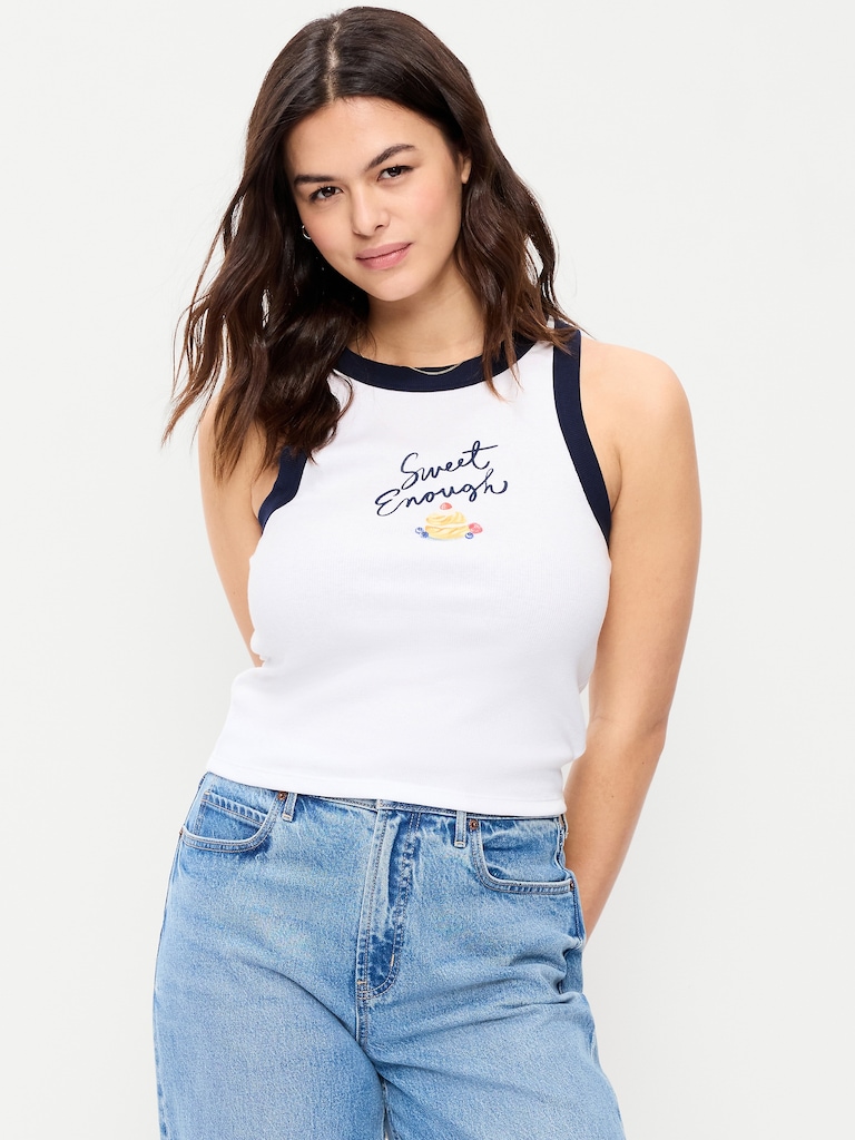 Graphic Snug Crop Tank Top