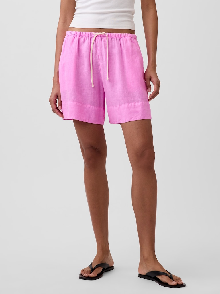 Linen-Blend Easy Shorts