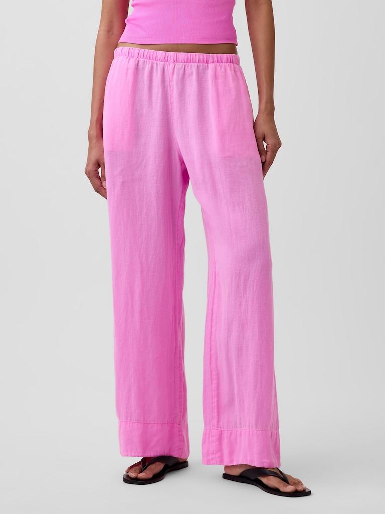 Linen-Blend Relaxed Wide-Leg Pants