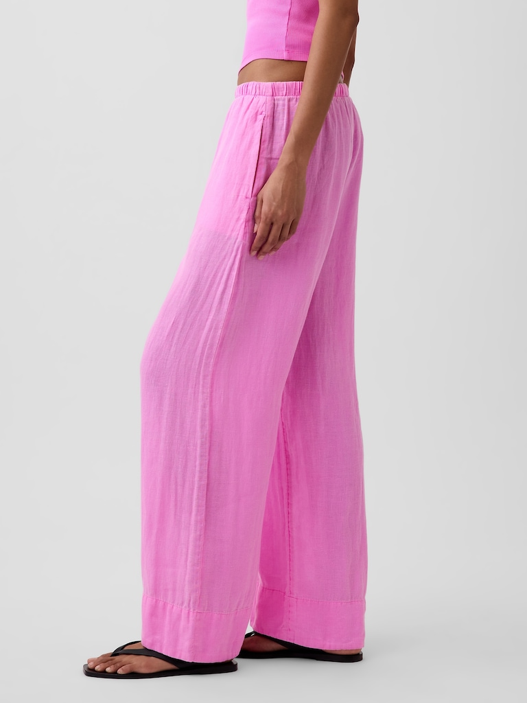 Linen-Blend Relaxed Wide-Leg Pants