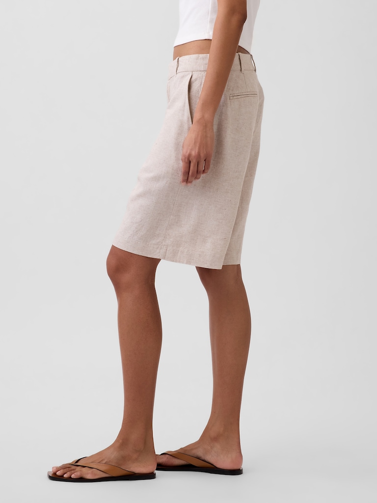 9" Low Rise Linen-Blend Trouser Shorts