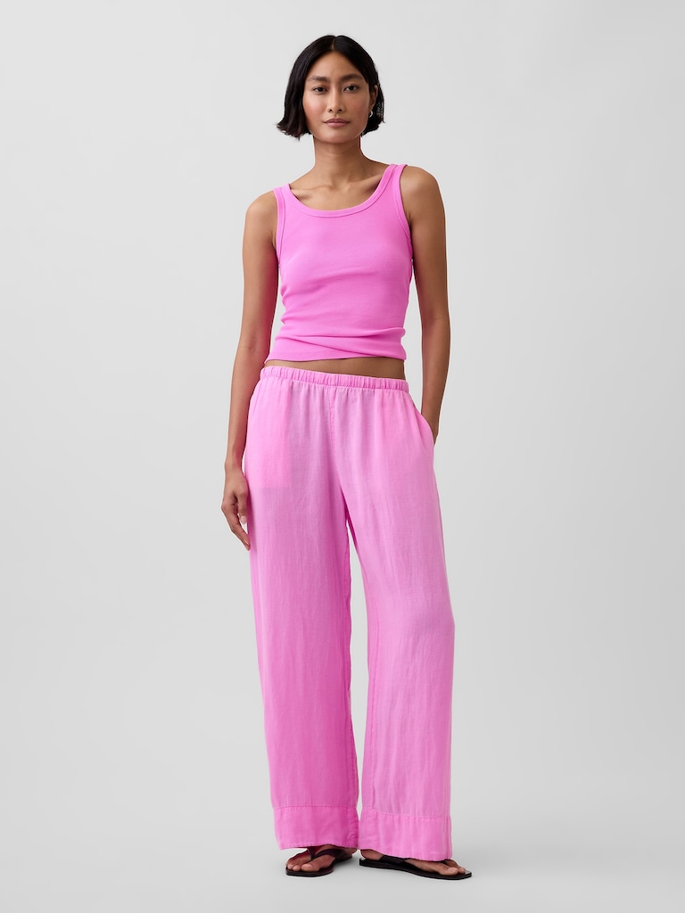 Linen-Blend Relaxed Wide-Leg Pants