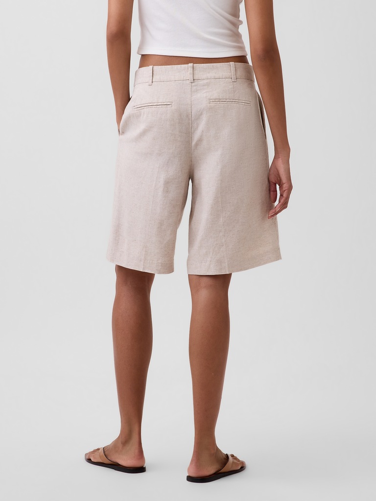 9" Low Rise Linen-Blend Trouser Shorts