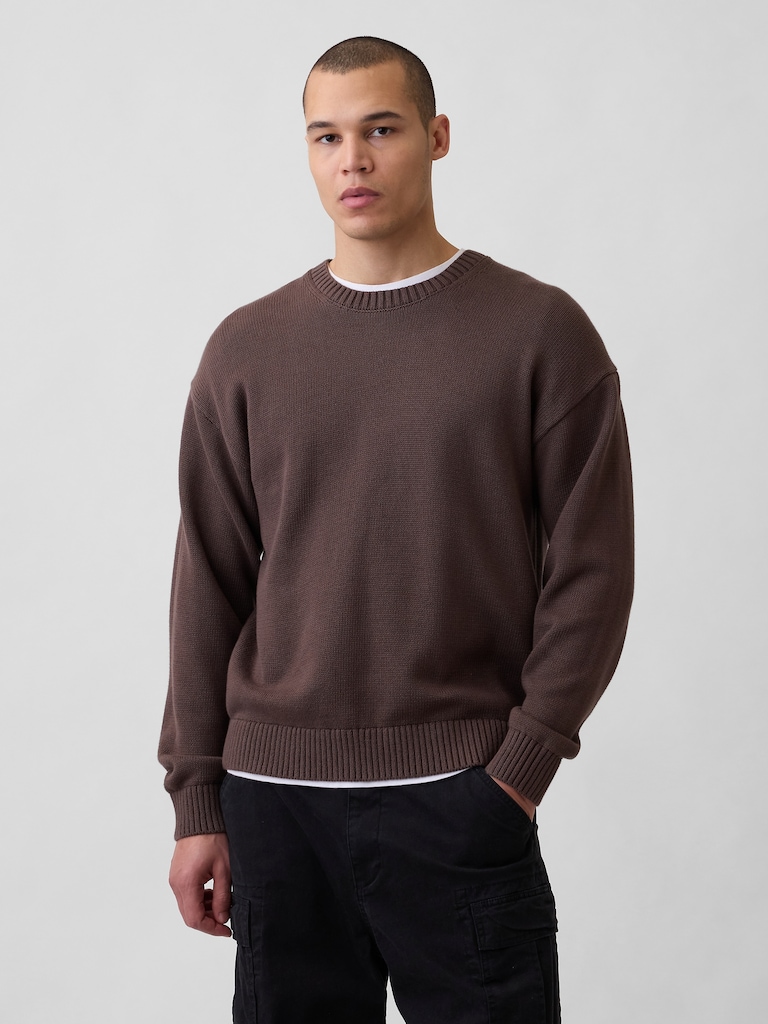 Relaxed Crewneck Crop Sweater