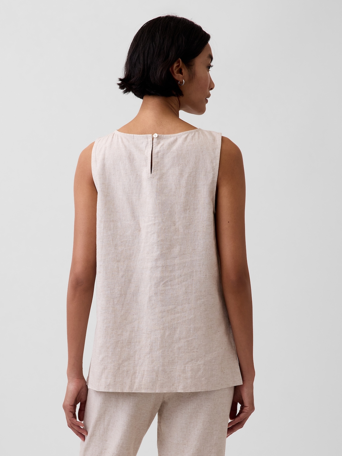 Linen-Blend Shell Tank Top