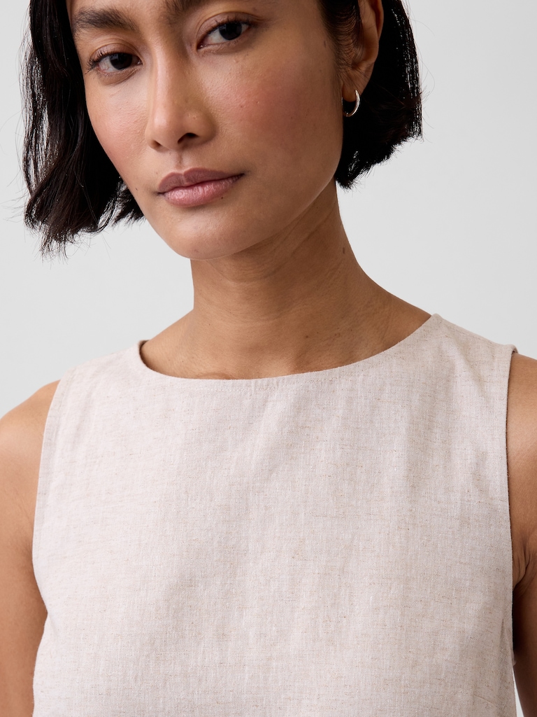 Linen-Blend Shell Tank Top