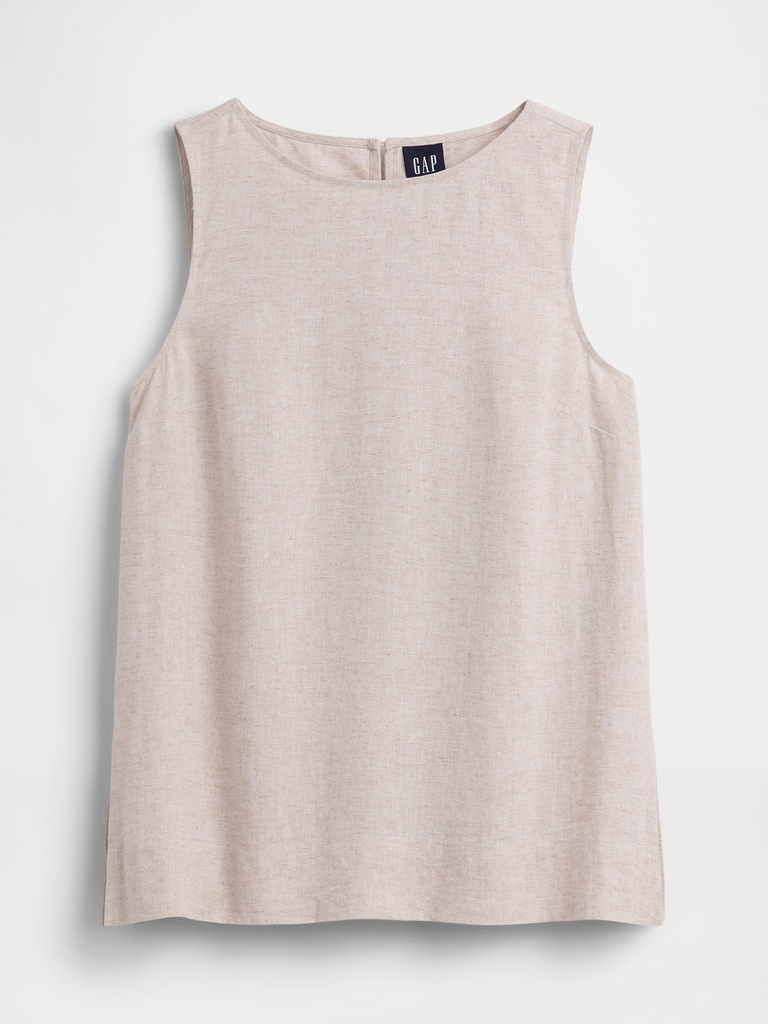 Linen-Blend Shell Tank Top