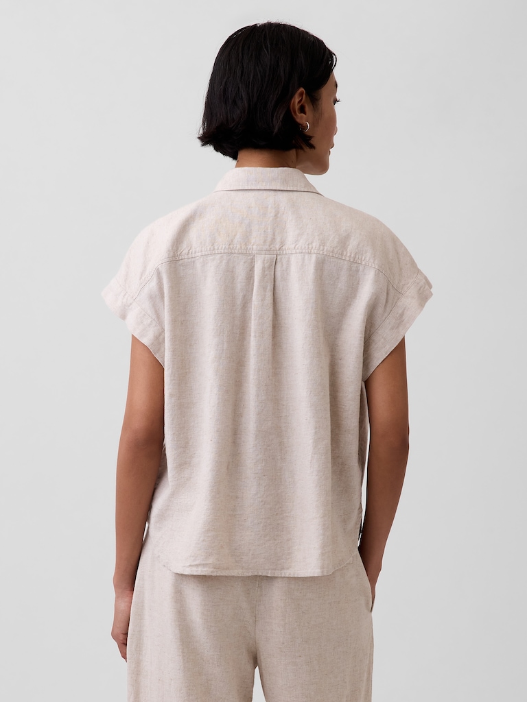 Linen-Blend Oversized Shirt