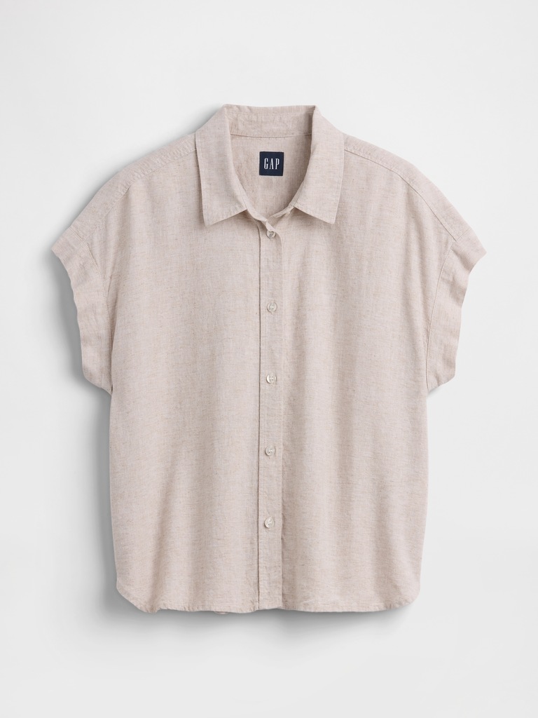 Linen-Blend Oversized Shirt