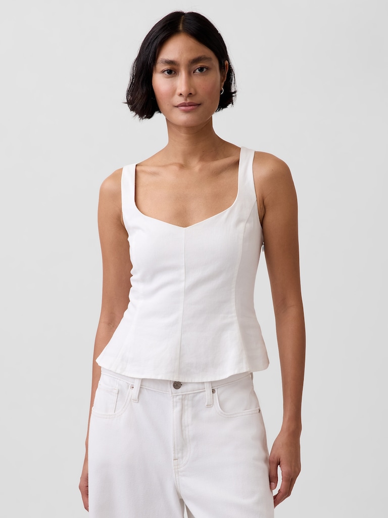 Linen-Blend Peplum Top