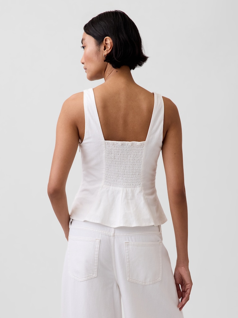 Linen-Blend Peplum Top