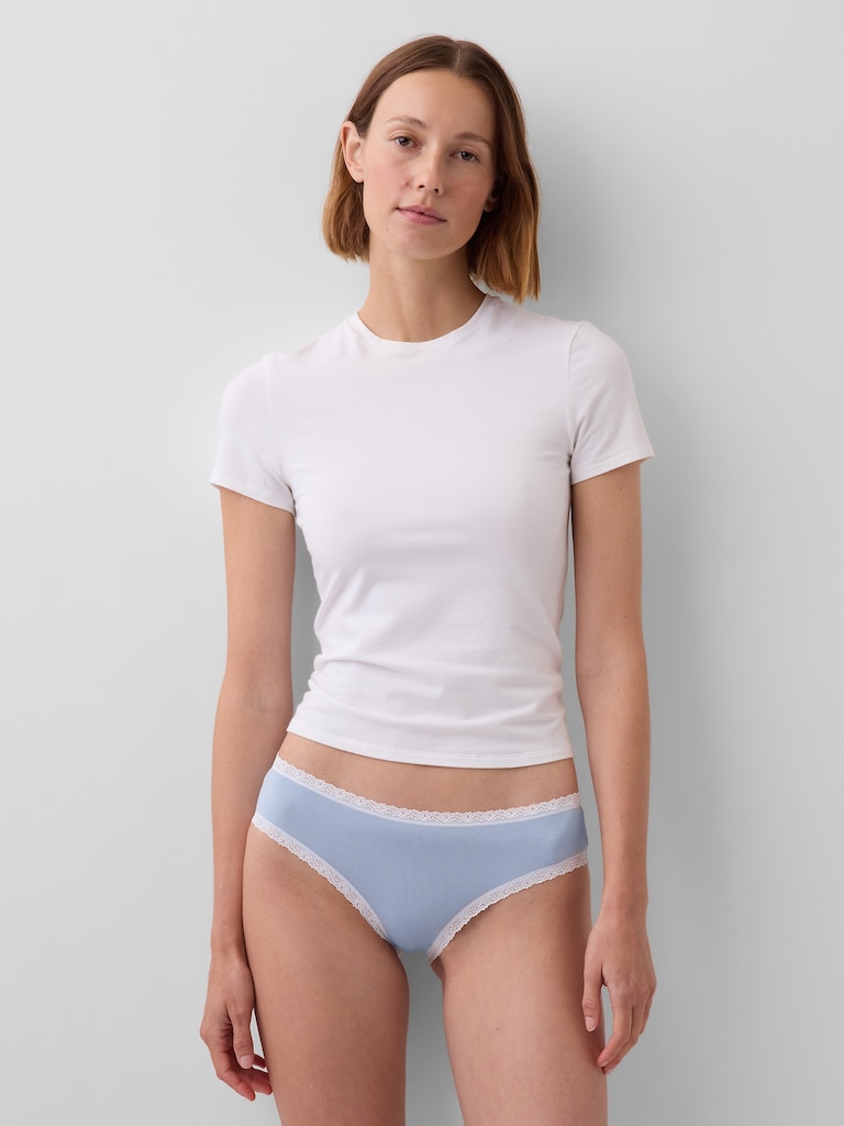 Organic Stretch Cotton Lace-Trim Hipster