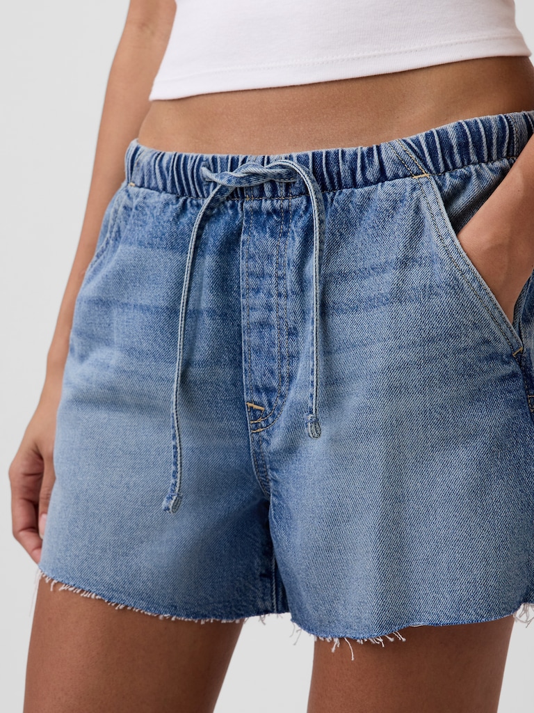 Low Slung Easy Denim Shorts