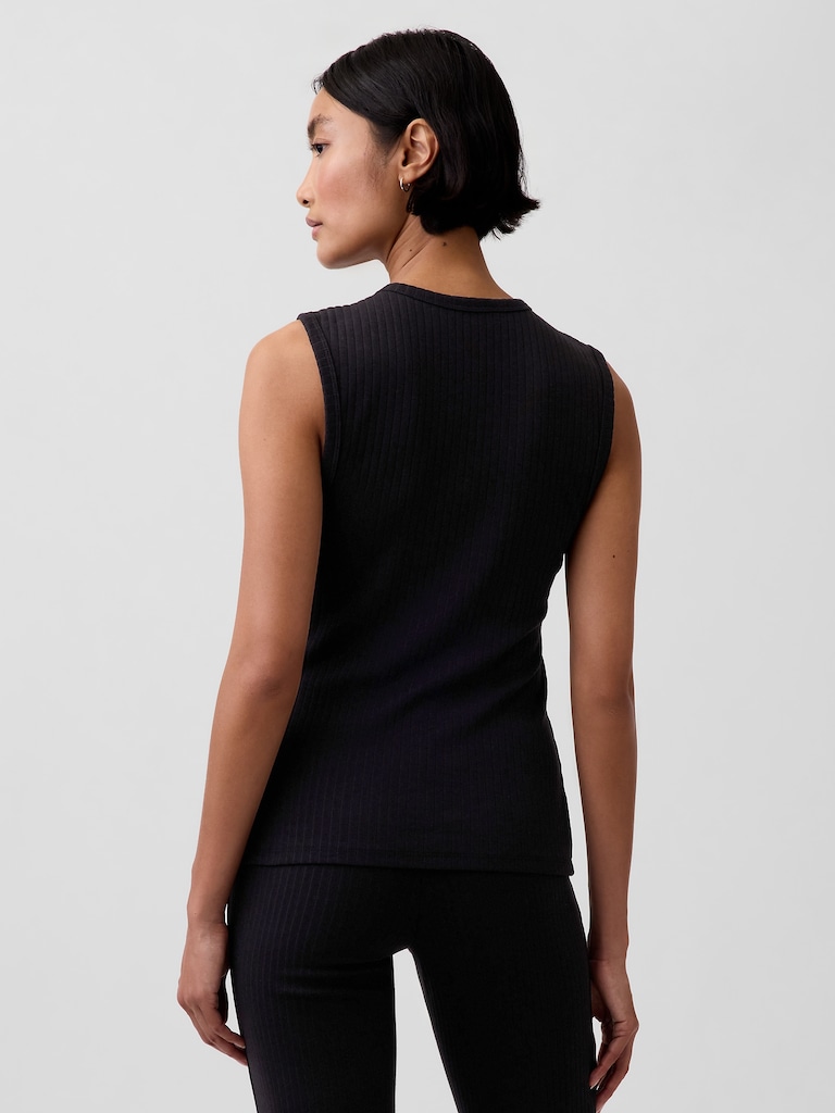 Modern Wide Rib Button-Front Top