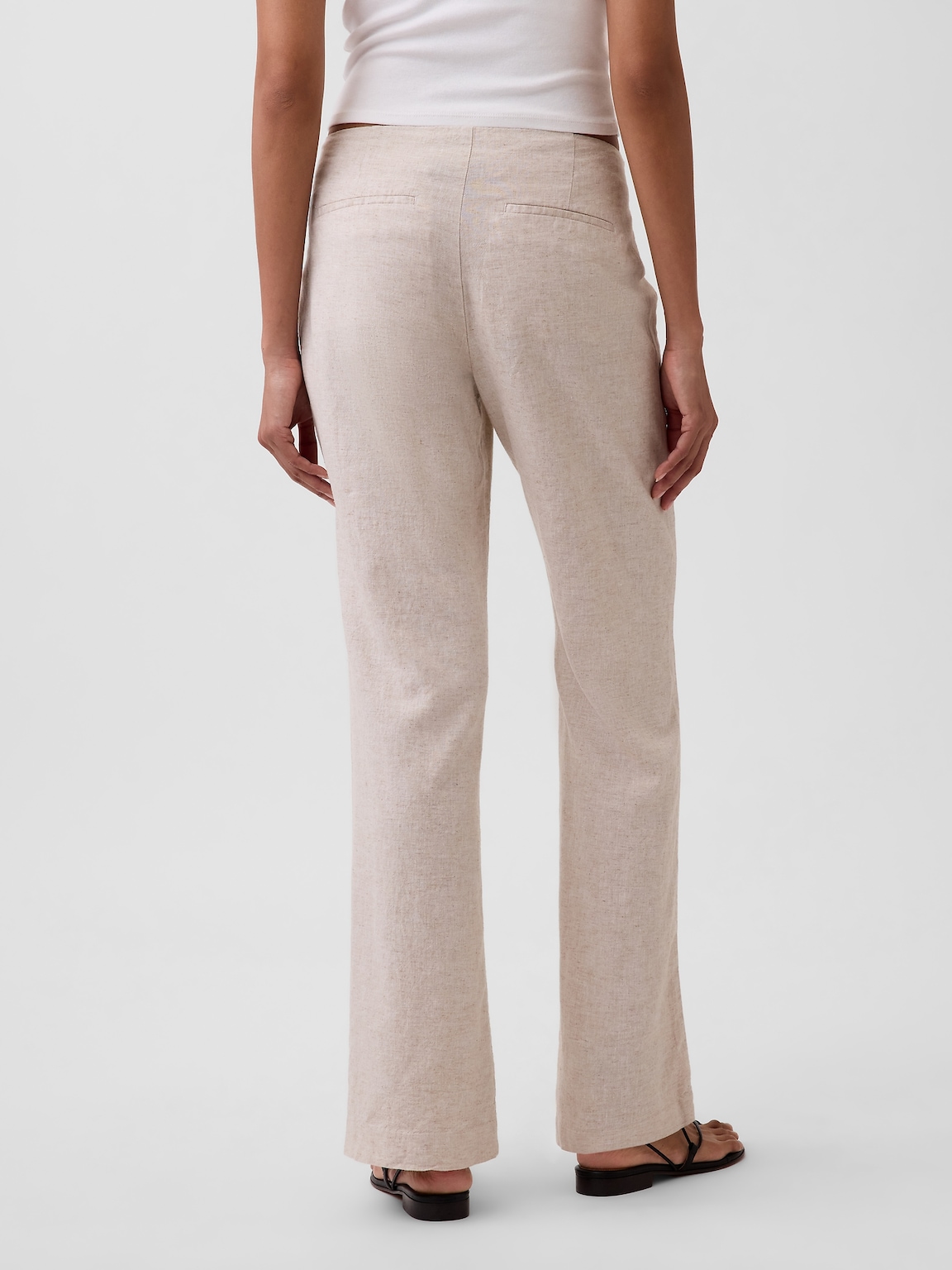 Low Rise Linen-Blend Flare Pants