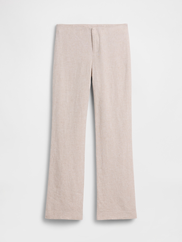 Low Rise Linen-Blend Flare Pants