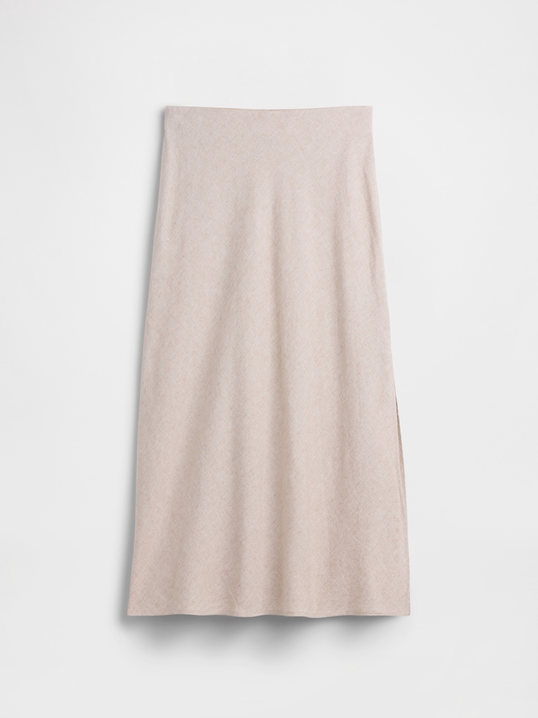 Linen-Blend Maxi Slip Skirt