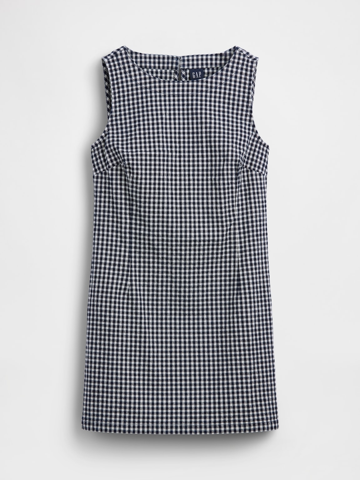 Gingham Denim Shift Mini Dress