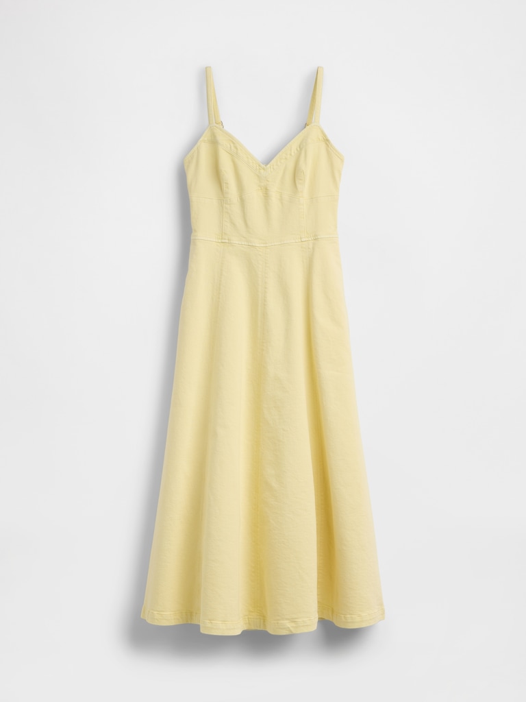 Denim Seamed Corset Maxi Dress