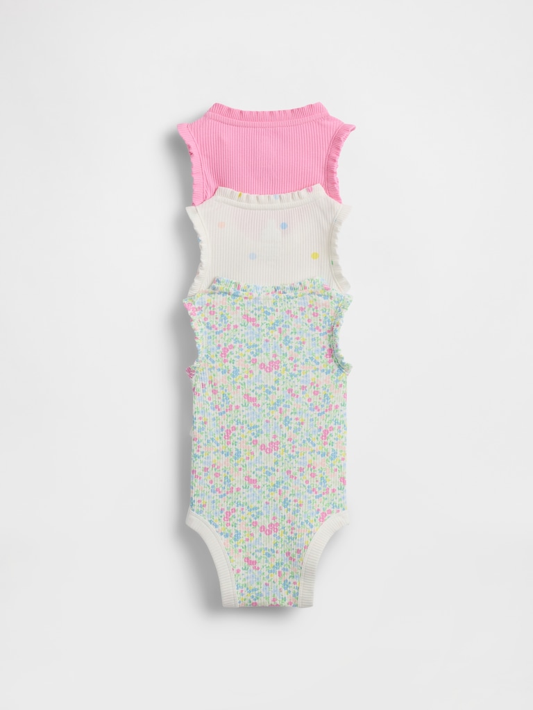 Baby First Favorites TinyRib Ruffle Tank Bodysuit (3-Pack)