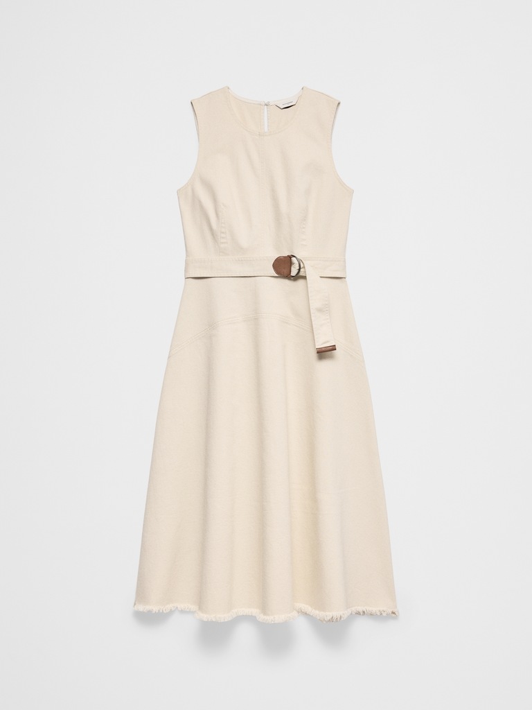 Denim Belted Midi Dress