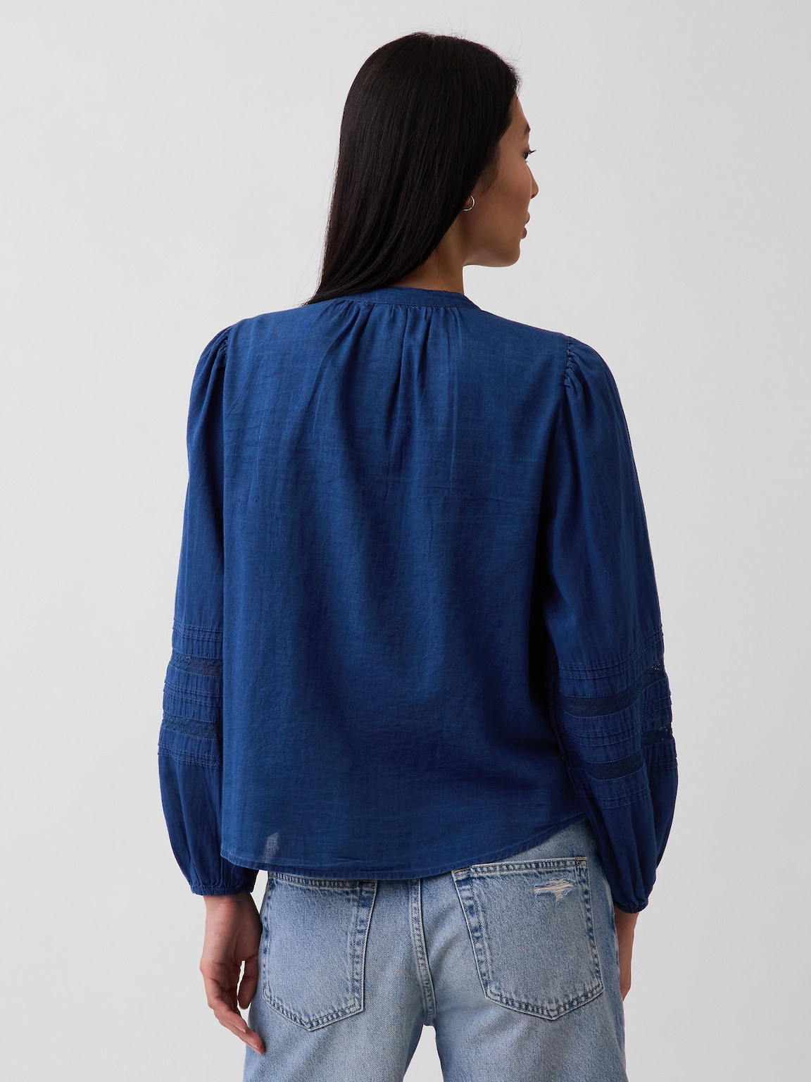 Lace-Trim Pintuck Top