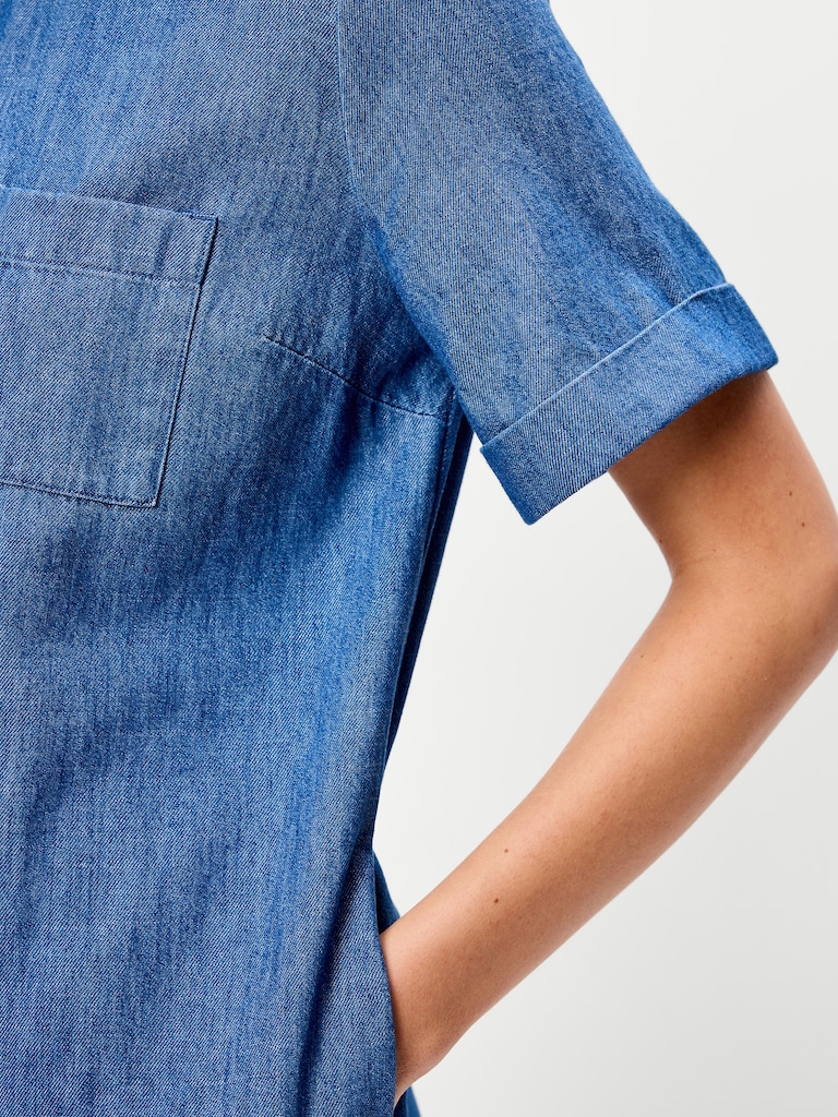 Short-Sleeve Mini Shirt Dress