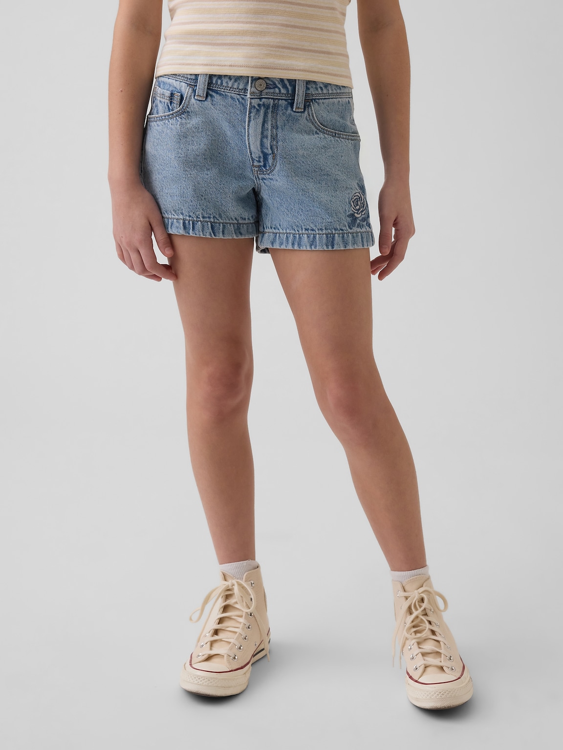 Kids Low Rise Stride Denim Shorts