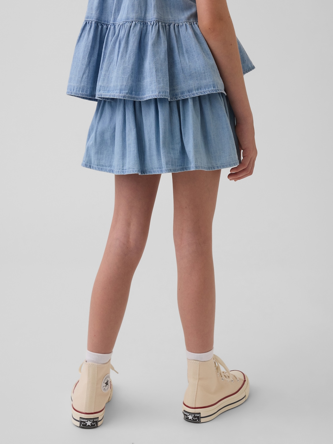 Kids Denim Tiered Skort
