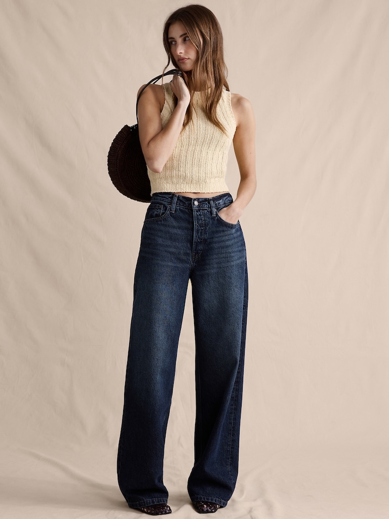 Mid-Rise Baggy-Straight Lightweight Jean