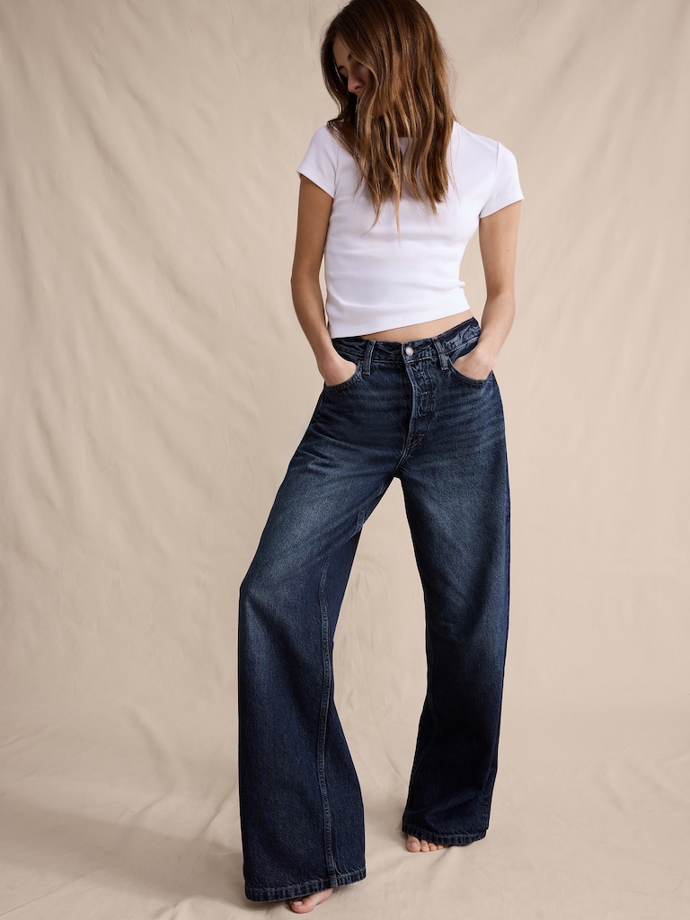 Mid-Rise Baggy-Straight Lightweight Jean