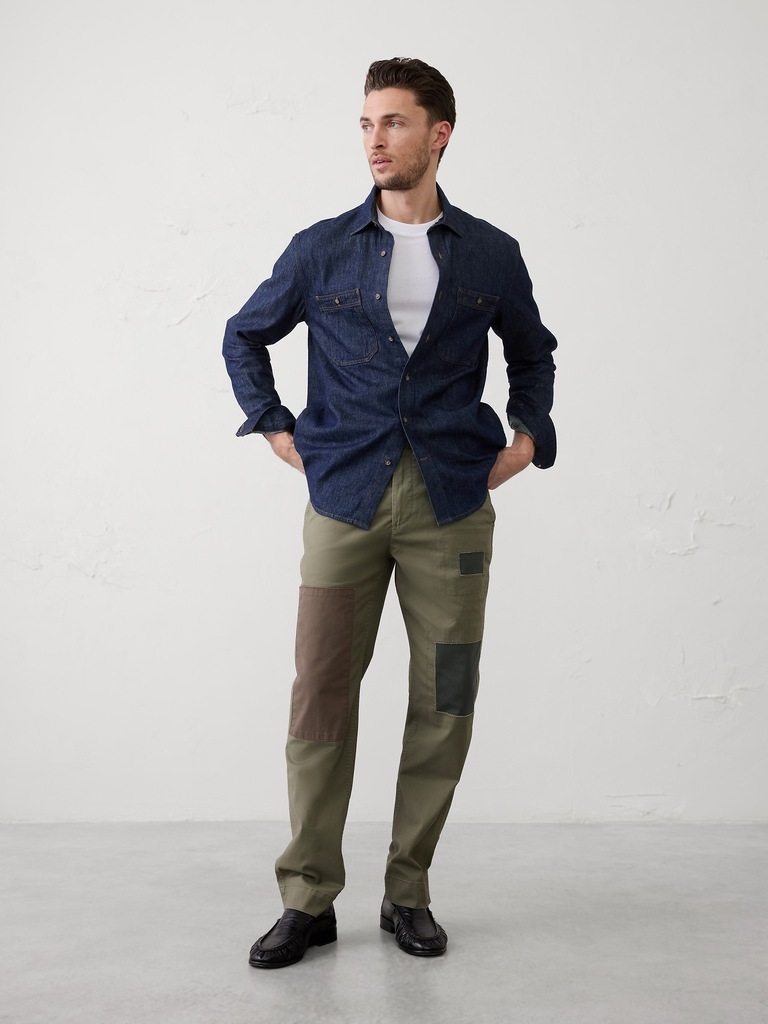 Slim-Fit Straight Patchwork Chino
