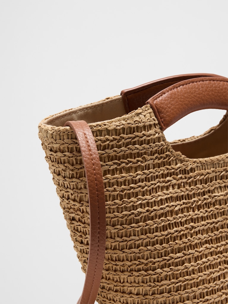 Straw Mini Bucket Crossbody