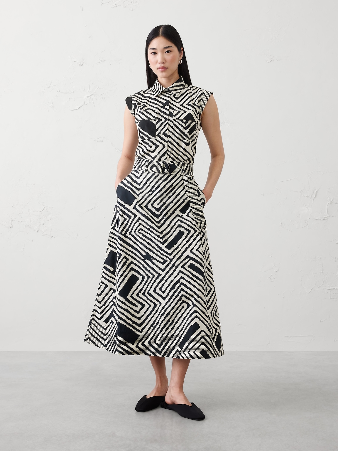 Trapunto Circle-Cut Midi Skirt