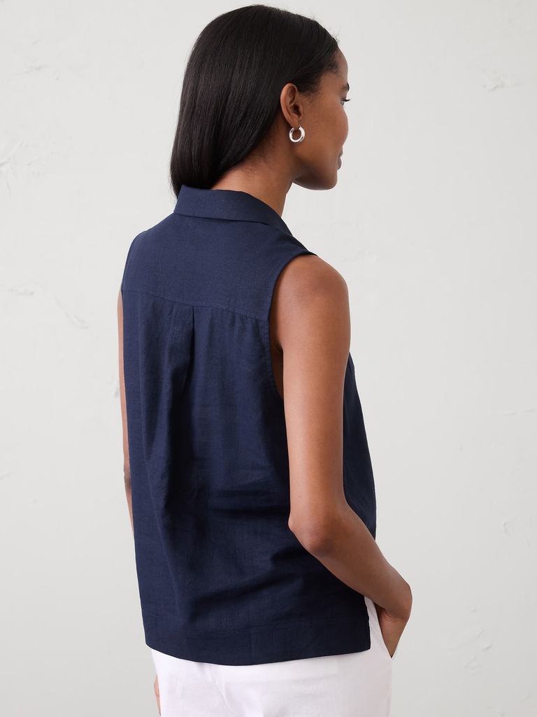 Linen-Blend Popover Top