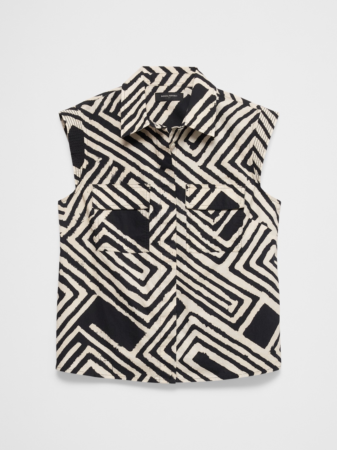 Trapunto Cap-Sleeve Shirt