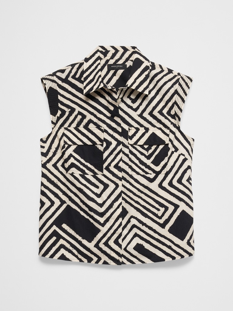 Trapunto Cap-Sleeve Shirt