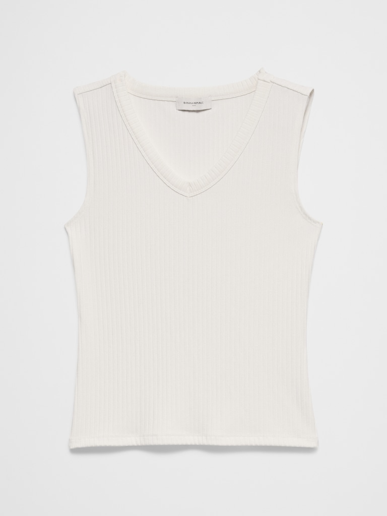 Ribbed V-Neck T-Shirt